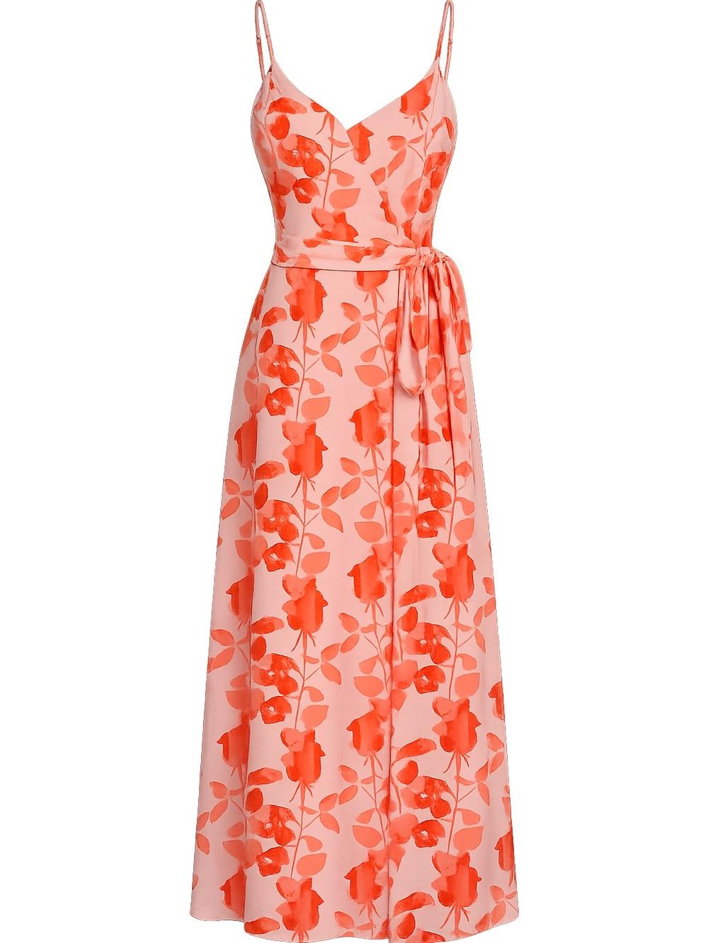 Hutch Pink Floral Wrap Midi Dress Size Small Romantic